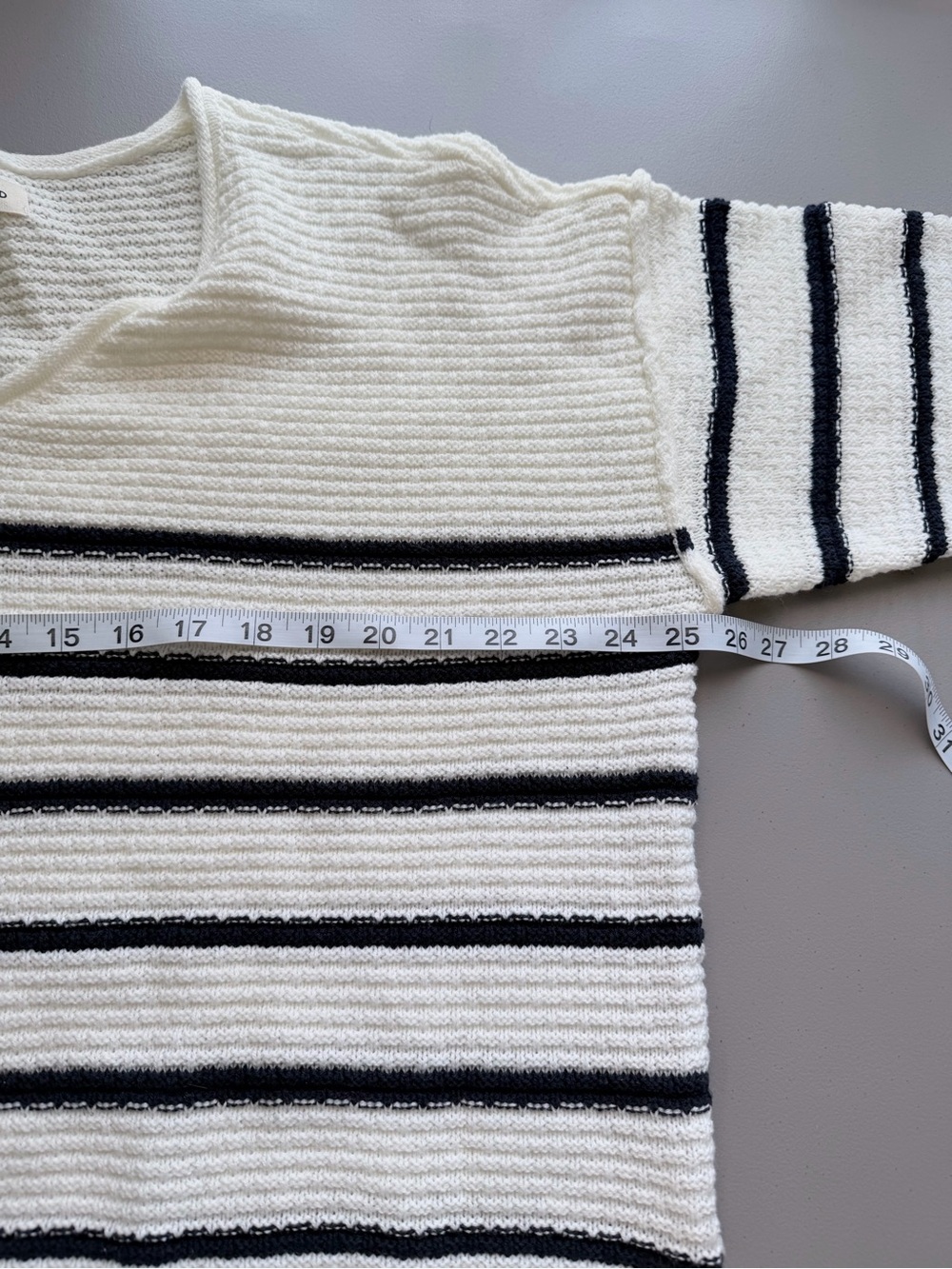 NWT Lucky Brand striped coastal boxy cotton blend v neck sweater size 1X ribbed - Picture 9 of 9